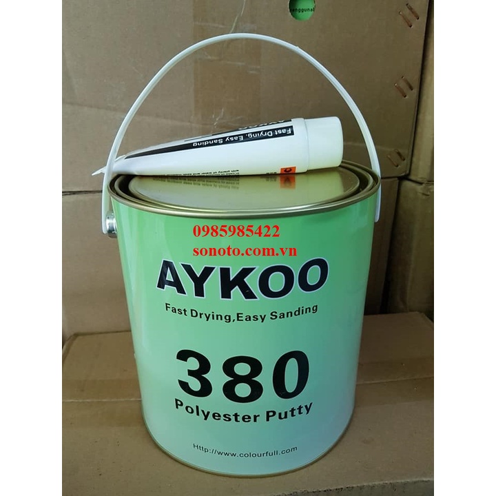 Matit Bả Aykoo 380 trét đắp lon 4kg bột bả nền, bột bả sơn ô tô có tuýp đóng rắn kèm theo ( Sơn oto xe máy )