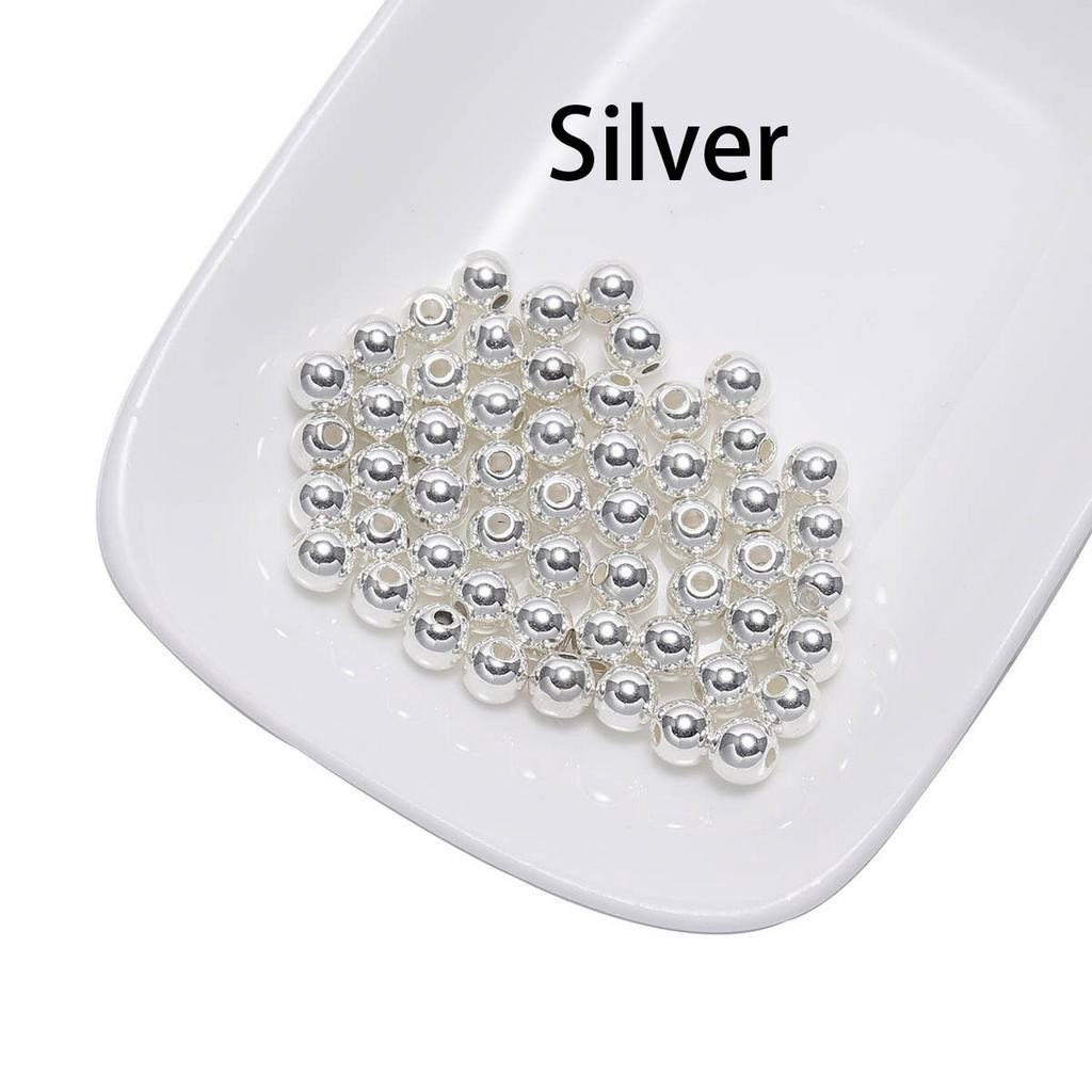 Bộ 30-400 hạt xỏ màu vàng hồng và bạc 3 4 5 6 8 10 12mm làm trang sức handmade DIY