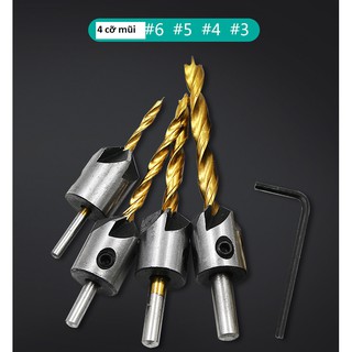Bộ 7 mũi khoan gỗ doa lỗ vít phủ titanium