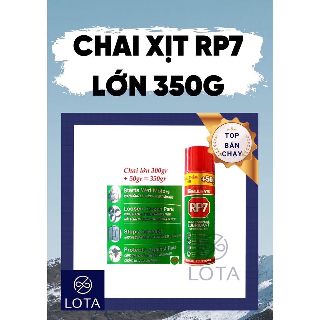 CHAI XỊT RP7 LỚN 350G CHỐNG RỈ SÉT, bình R P 7 R7 vệ sinh kim loại chống gỉ, bôi trơn dụng cụ chi tiết nhỏ, tẩy rửa sắt