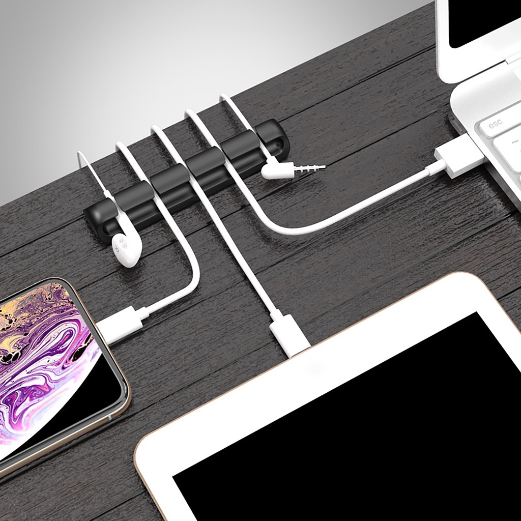 Kẹp giữ dây cáp bằng silicone tự dính đa năng cho văn phòng chất lượng cao