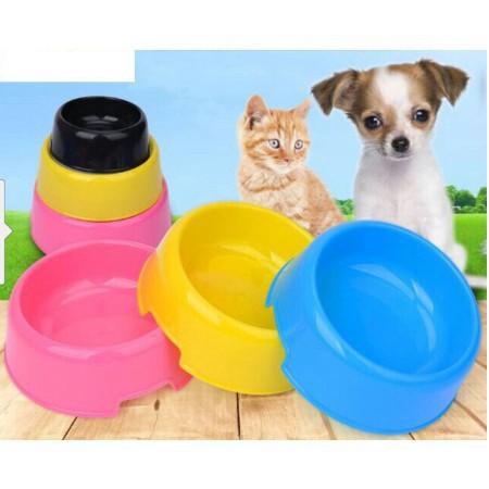 Bát ăn chó mèo  - Bát tròn đơn chất liệu nhựa bát ăn mèo - Long Vũ Pet Food