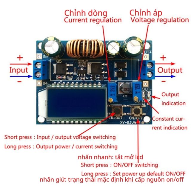 Mạch tăng áp hạ áp tự động ổn áp ổn dòng hiển thị LCD