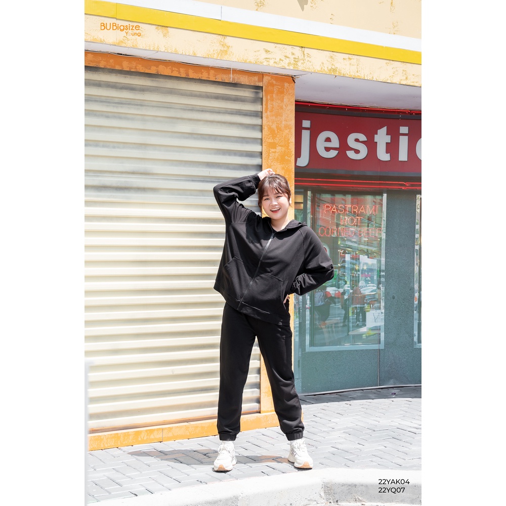 Quần jogger vải thun BIGSIZE (55kg đến 95kg) - 22YQ07 - [BU Bigsize Young]