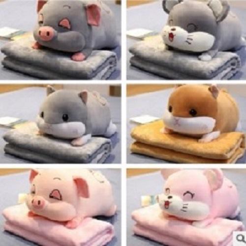 Bộ chăn gối văn phòng chuột Hamster, Heo xinh,gấu bông đẹp - tiệm mẹ gấu