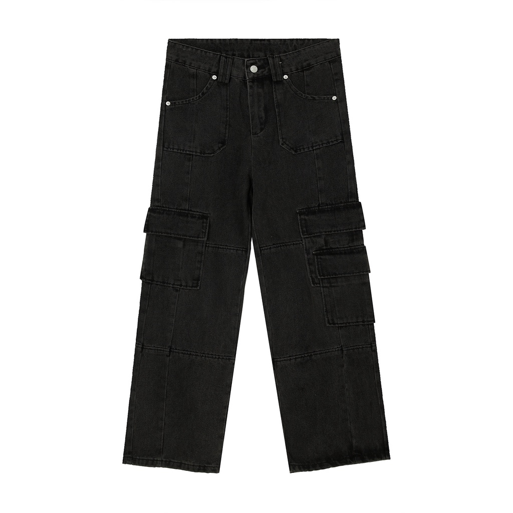Quần Cargo Jean Ống Xuông Màu Đen Wash | Cargo Washed Regular Jean  | 3T Streetwear