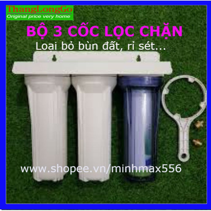 BỘ 3 CỐC LỌC CHẶN 10inh CAO CẤP | DÙNG ĐỂ LỌC CHẶN ĐẦU NGUỒN, BẢO VỆ MÁY