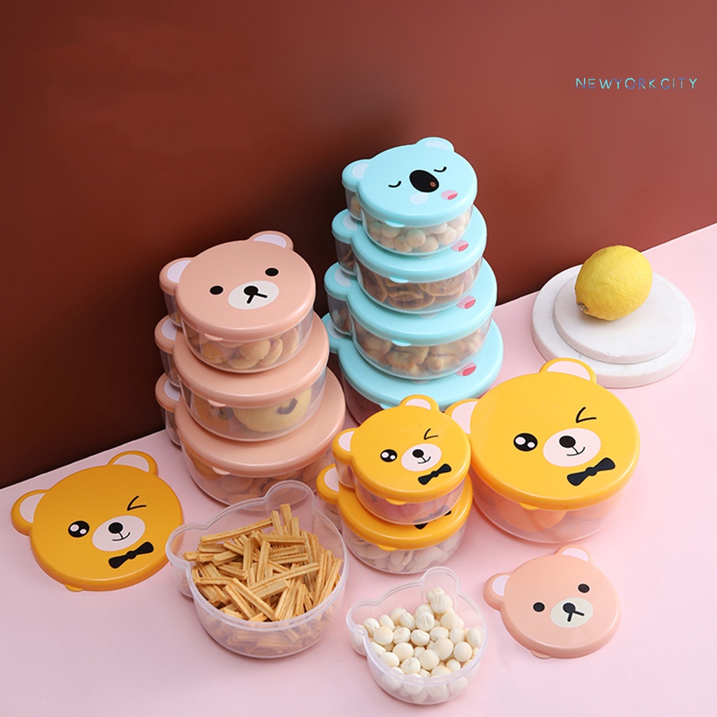 Set 4 Hộp Đựng Thức Ăn Bằng Nhựa PP Sức Chứa Lớn Chống Rò Rỉ Họa Tiết Hoạt Hình Dễ Thương