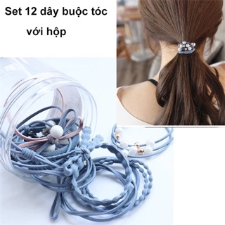 Set 12 dây thun cột tóc đơn giản phong cách/chun buộc tóc 12 sợi
