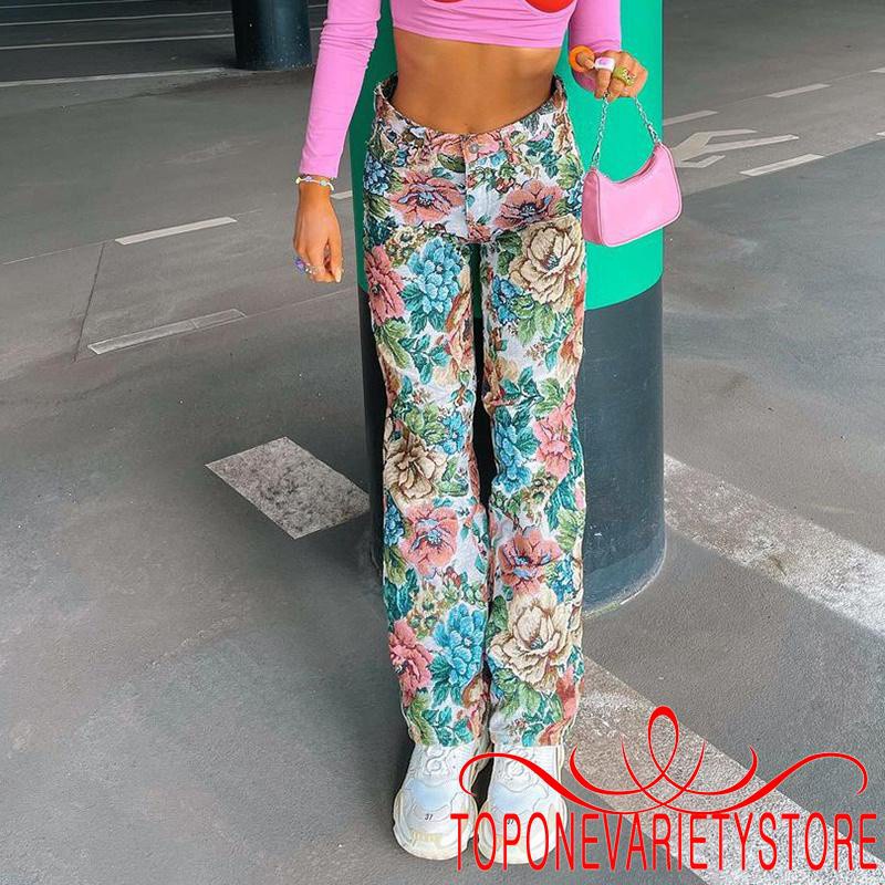 Quần Dài Nữ Ống Rộng Lưng Cao Họa Tiết Hoa Thời Trang | BigBuy360 - bigbuy360.vn