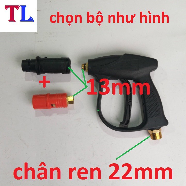 Súng rửa xe áp lực cao ren 22mm + béc mỏ vịt (súng đen ren 22mm)