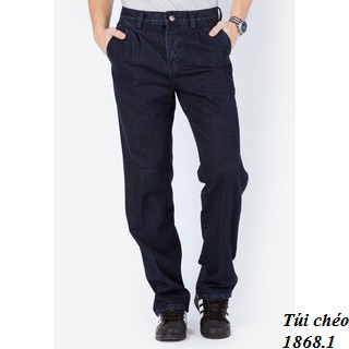 Quần jean nam túi chéo xanh đậm có size cho người trên 80kg