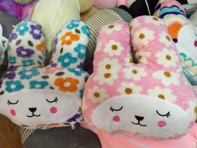 Chăn gối 2 trong 1 thỏ 7 màu