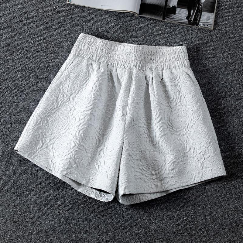 Quần Short Đùi Nữ Dập Nổi 3D Xốp Phồng MOLA Cao Cấp Short Ống Rộng Sọt Lưng Thun Cạp Cao Sooc Ngắn Unisex Trắng Đen Xám