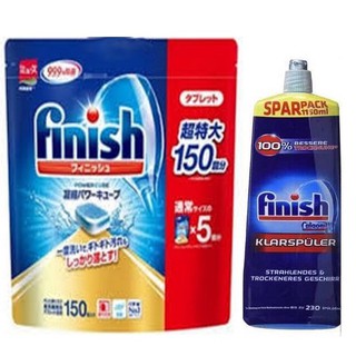Viên rửa chén Finish 150 viên + Nước làm bóng finish 1150ml