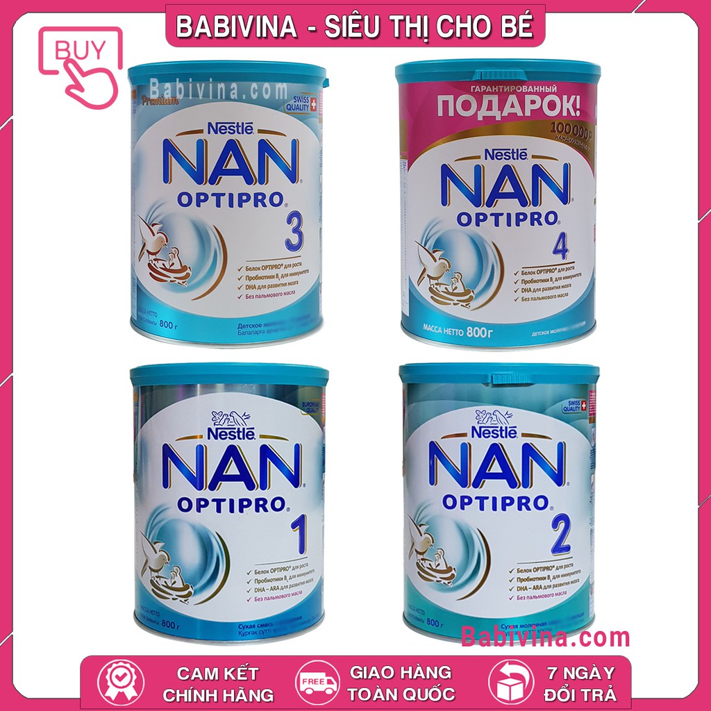 [LẺ GIÁ SỈ] Sữa Nan Nga 800g Đủ Số 1,2,3,4 Mẫu Mới, Date Mới