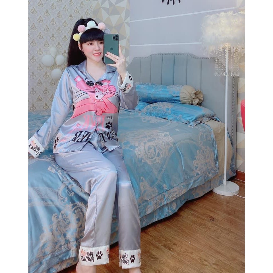 Pizama phi lụa chú báo hồng | BigBuy360 - bigbuy360.vn
