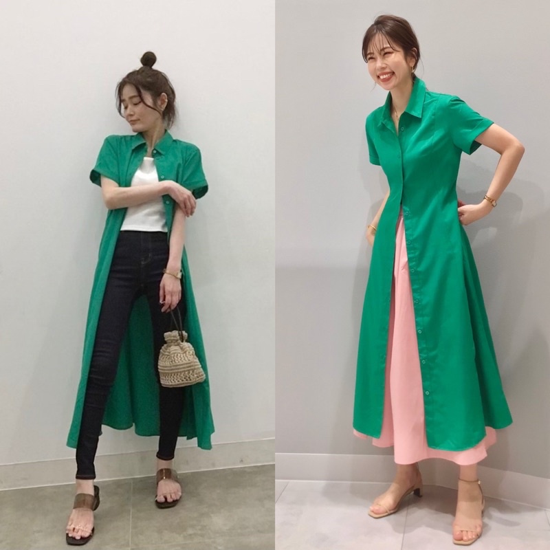 Đầm sơ mi ngắn tay duyên dáng, thanh lịch của GU - Nhật