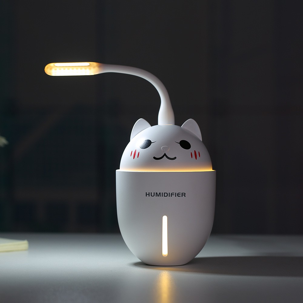 ✔️✔️ Máy tạo ẩm/ Phun sương MÈO CUTE, đèn led usb + quạt mini usb, phun sương liên tục - TẶNG 1 BẤM MÓNG TAY HÌNH THÚ