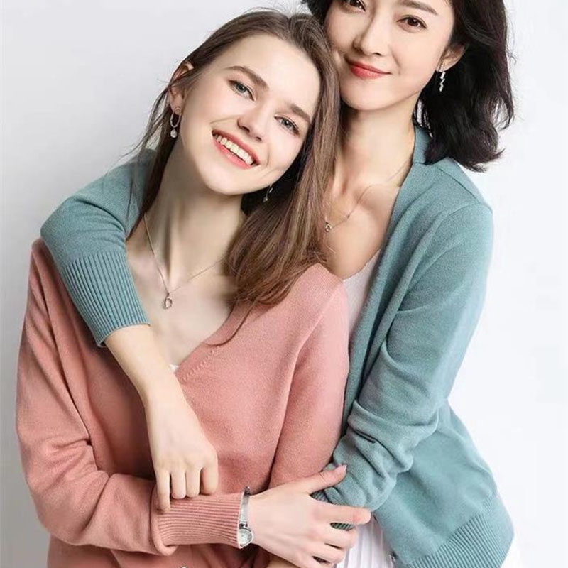 Áo khoác cardigan len dệt kim cổ chữ V size lớn phong cách Hàn Quốc thời trang thu đông dành cho nữ | BigBuy360 - bigbuy360.vn