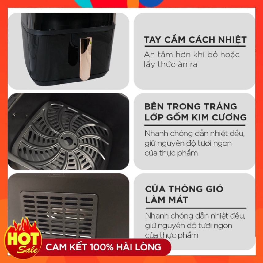 Nồi chiên không dầu 10L Nineshield KB-8001M 8L KB-6001M, Nồi nướng chiên đa năng chính hãng  BH 12 tháng