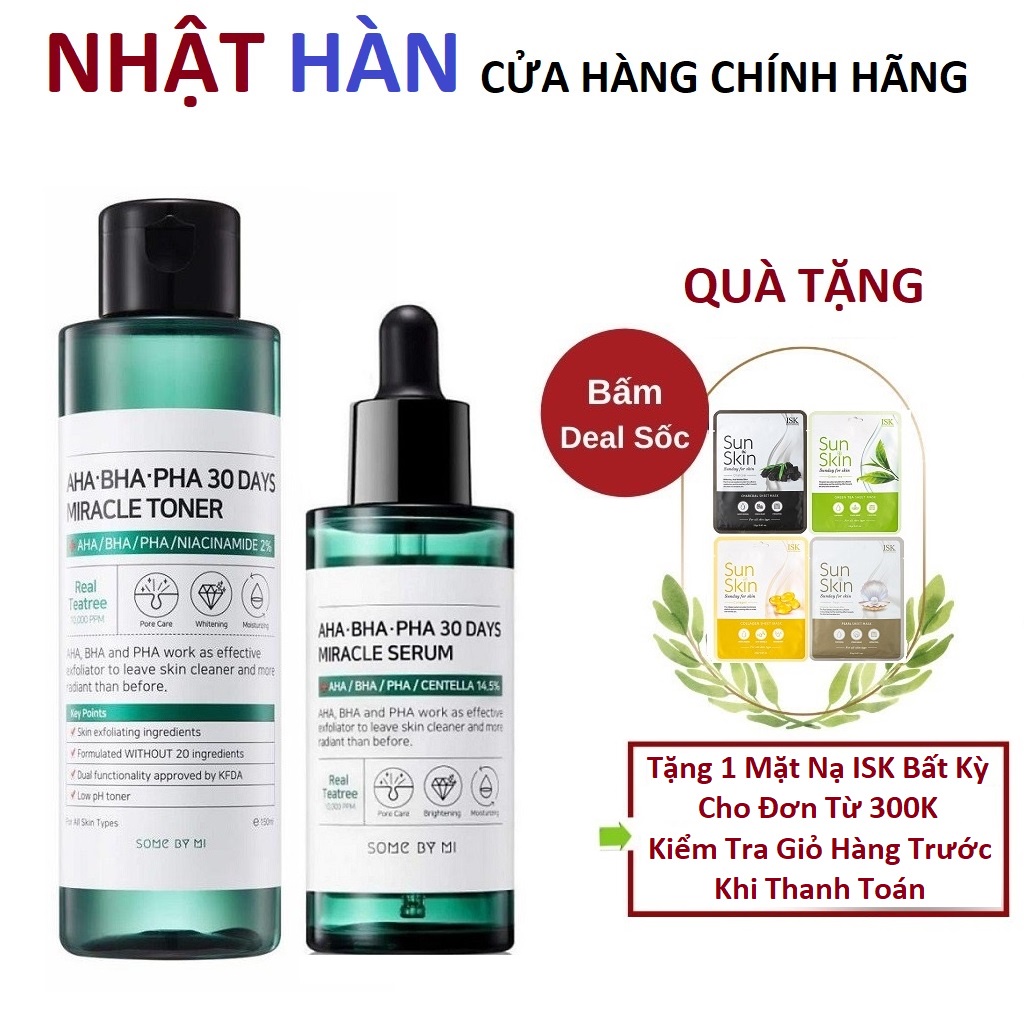 Combo Giảm Mụn Và Dưỡng Da 30 Ngày Some By Mi AHA-BHA-PHA 30 Days Miracle (Toner 150ml + Serum 50ml)