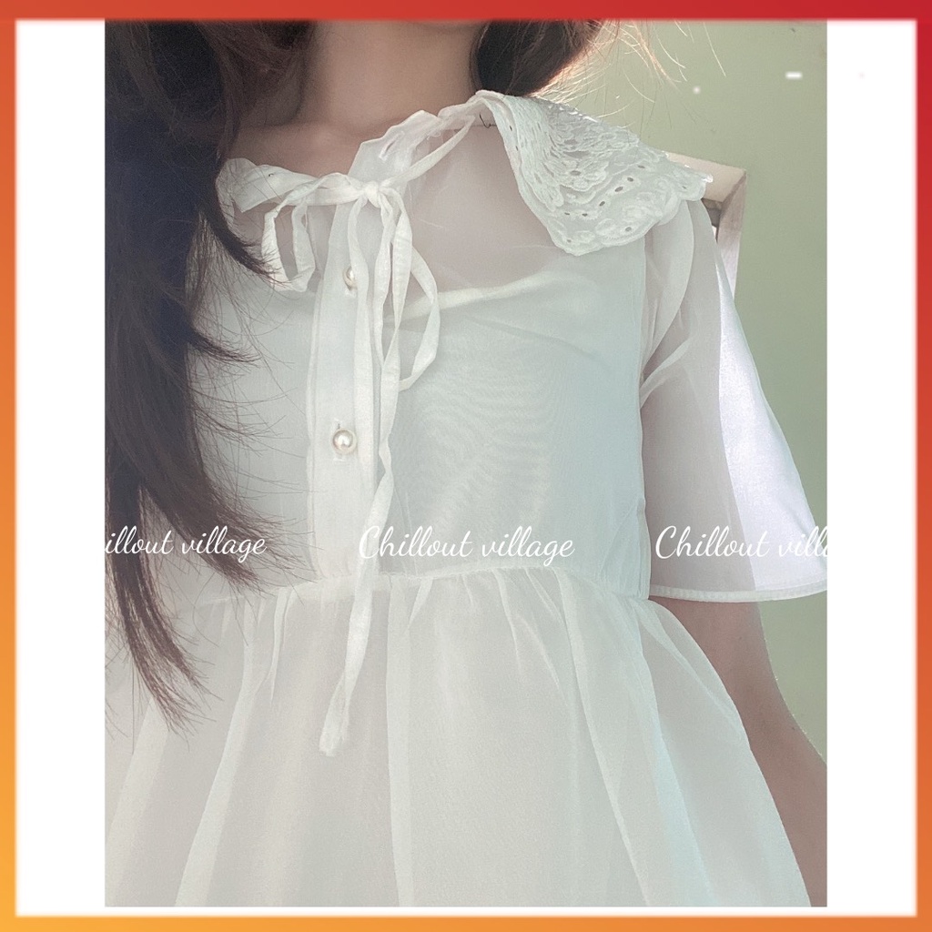Đầm/Váy babydoll voan tơ cổ sen 3 tầng, váy tơ xếp tầng tiểu thư, váy babydoll cổ sen  MSP14023 | BigBuy360 - bigbuy360.vn