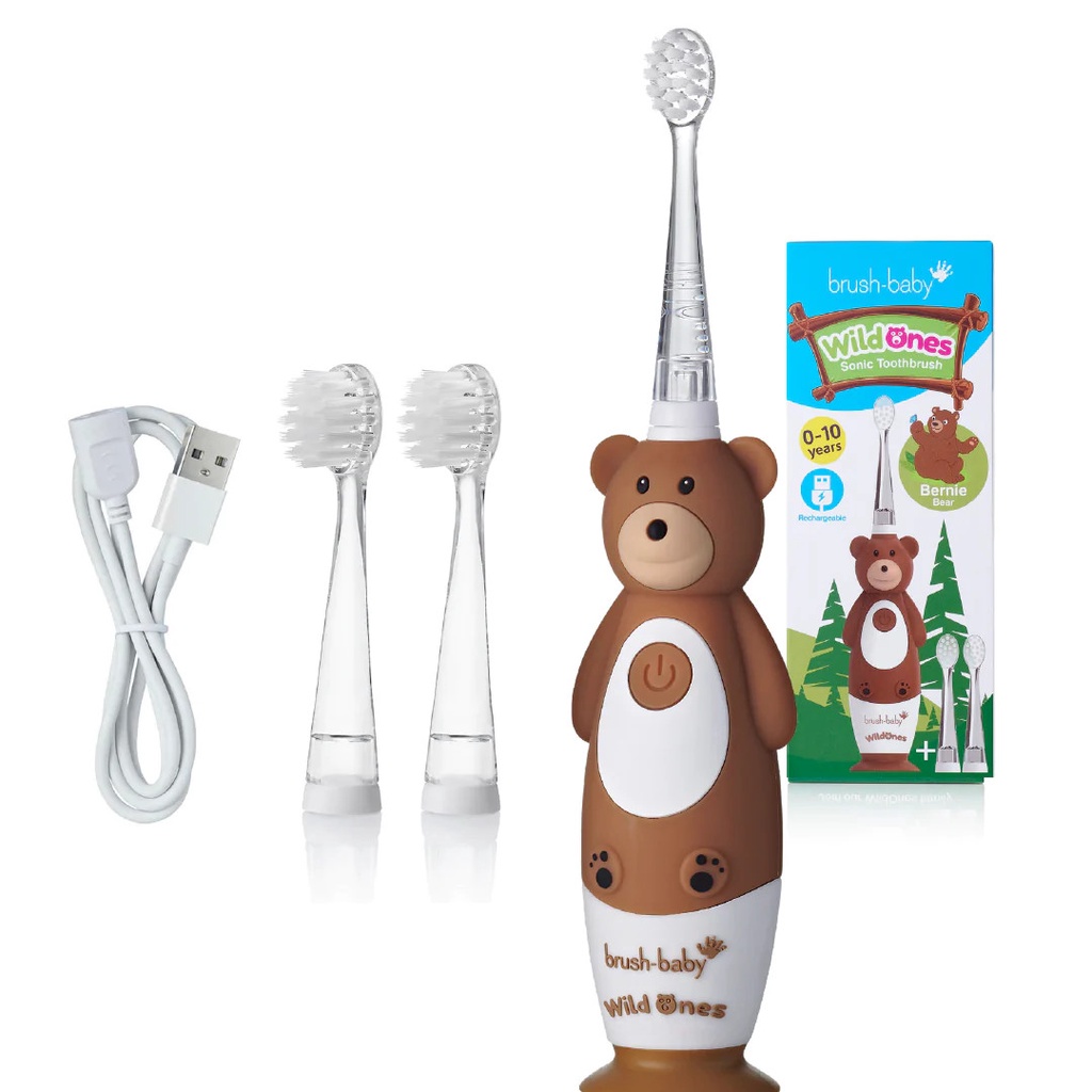 Set bàn chải Wild Ones BrushBaby tặng kèm đầu bàn chải thay thế cho bé 0-10Y