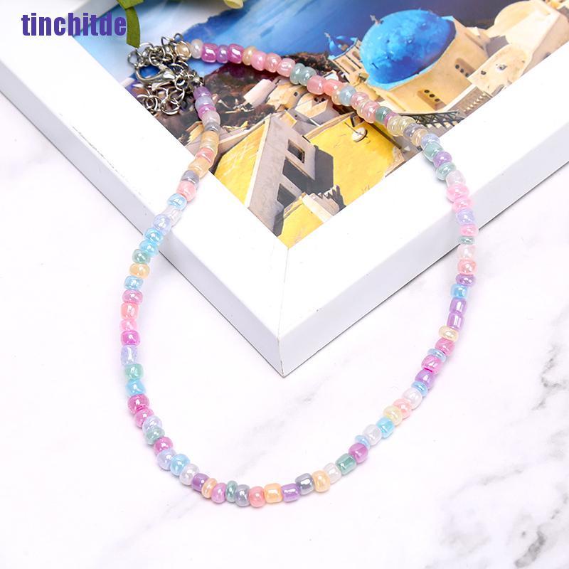 Vòng Cổ Choker Chuỗi Hạt Nhiều Màu Phong Cách Boho Thời Trang