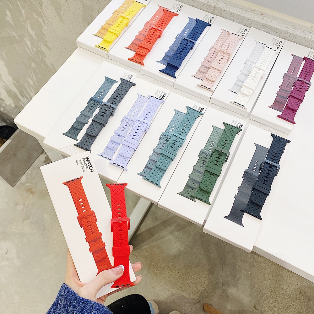 Dây Đeo Đồng Hồ Bằng Silicone Cho Watch Series 7 6 SE 5 4 3 iWatch band 44mm 40mm 45mm 41mm 42mm38mm