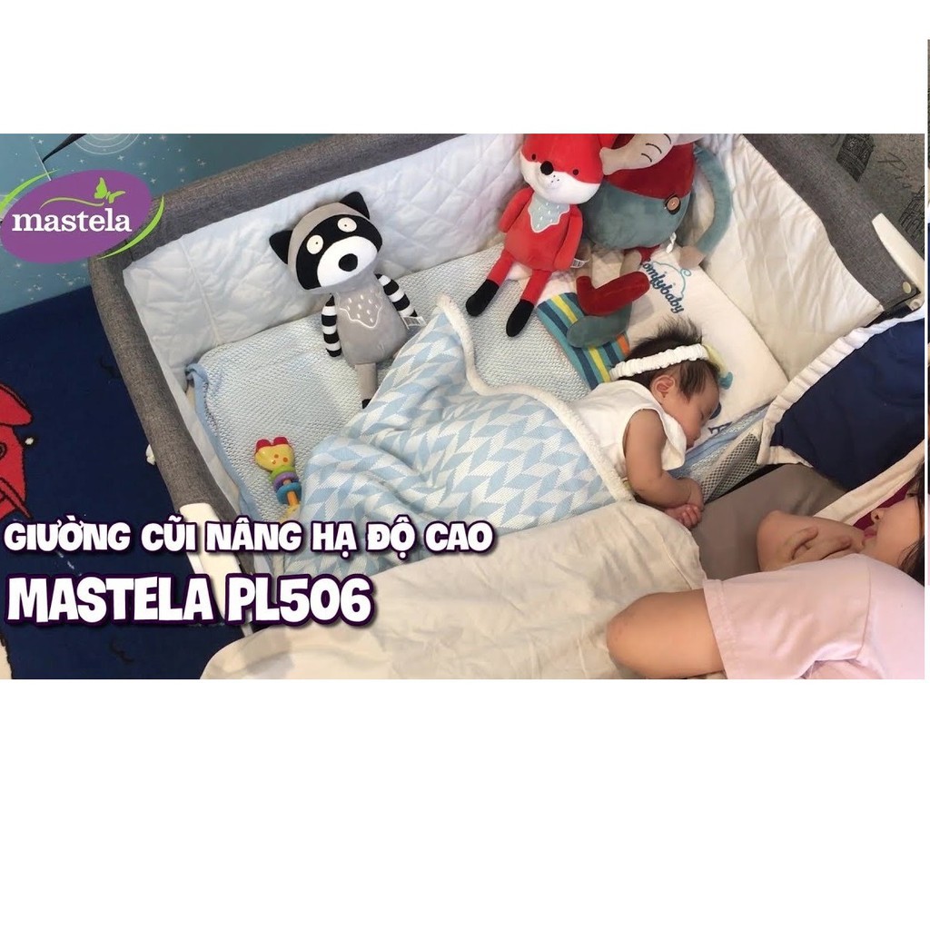Giường cũi nâng hạ độ cao cho bé Mastela PL506 cao cấp thiết kế thông minh, có màn chống muỗi và dễ dàng gấp gọn