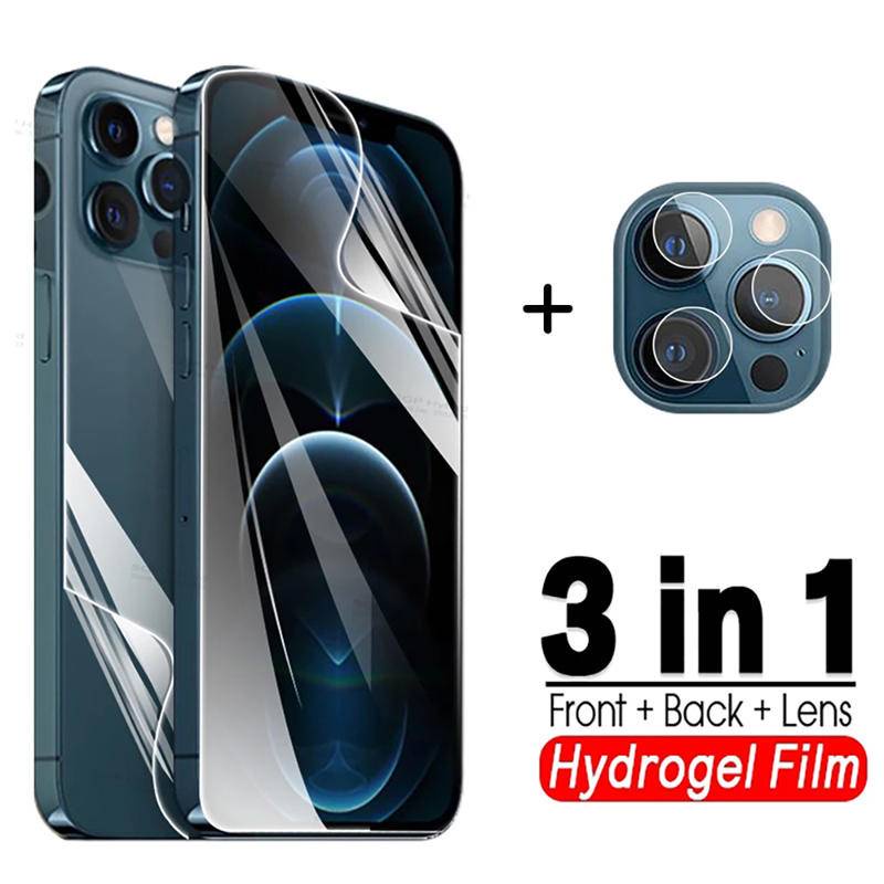 Kính bảo vệ màn hình mặt sau 3 trong 1 Kính ống kính máy ảnh cho iPhone 11 12 13 Pro Max Mini iPhone