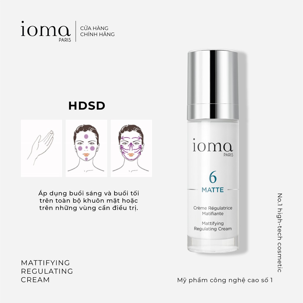 Kem dưỡng da ngày và đêm giảm bã nhờn Ioma Paris Mattifying Regulating Cream - Day and Night 30ml
