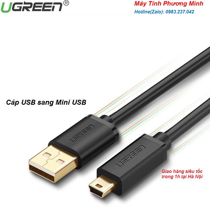 Cáp USB sang mini USB 1.5m UGREEN 10385_Hàng chính hãng bảo hành 18 tháng