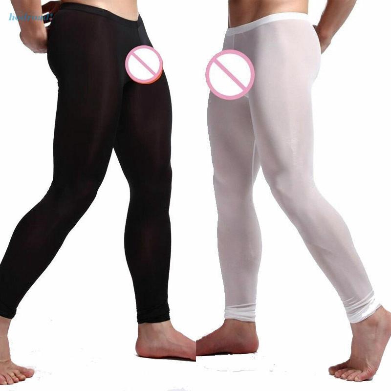 Quần legging dài trong suốt ôm dáng co giãn thoáng khí cỡ lớn cho nam