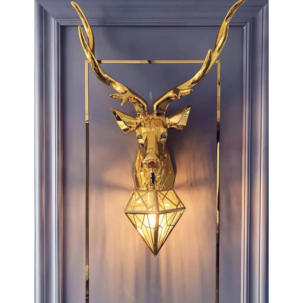 Decor đẹp - Đèn treo tường hình hươu vàng, đèn treo tường trang trí , kích thước 50x73cm, tặng kèm bóng led
