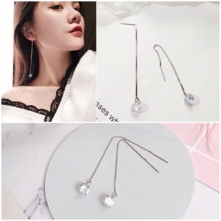 Khuyên tai luồn dài hạt đá sáng lấp lánh