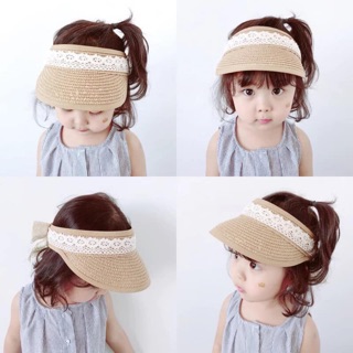 Mũ cói lưỡi trai bé gái