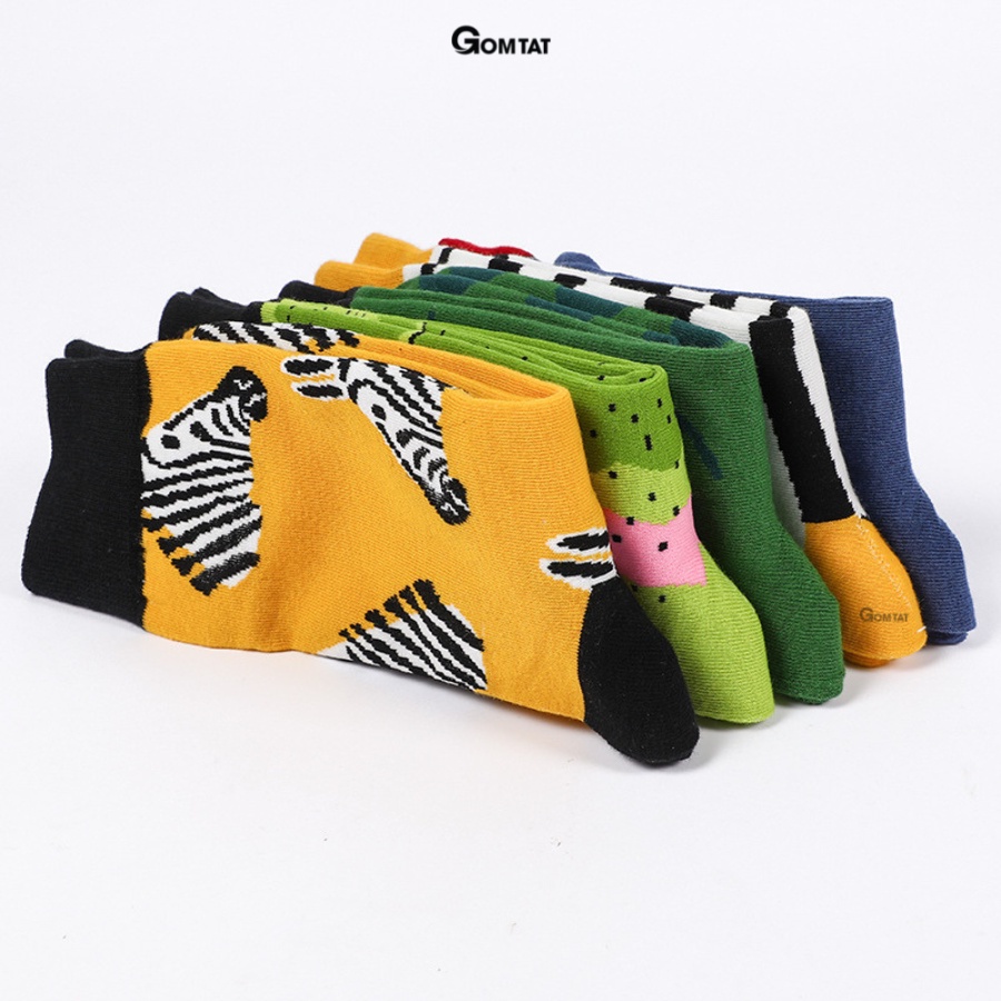 Tất cổ cao nam nữ GOMTAT họa tiết hình thú dễ thương, chất liệu sợi cotton cao cấp mềm mại, hút ẩm thoáng khí - FUJI