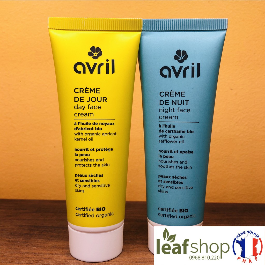 Kem dưỡng ngày và đêm hữu cơ dành cho da khô và nhạy cảm Avril 50ml