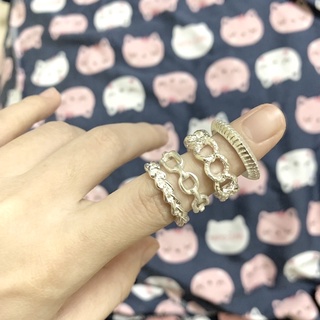 (Kèm hình thật) Set nhẫn 4 chiếc màu bạc