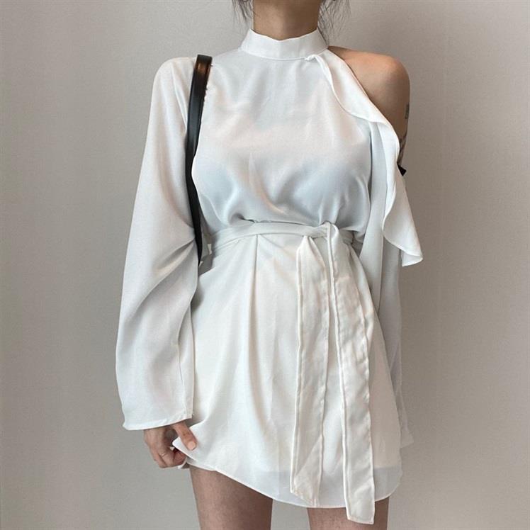 Áo trễ vai cổ đứng phong cách Hàn Quốc thời trang xuân thu mới