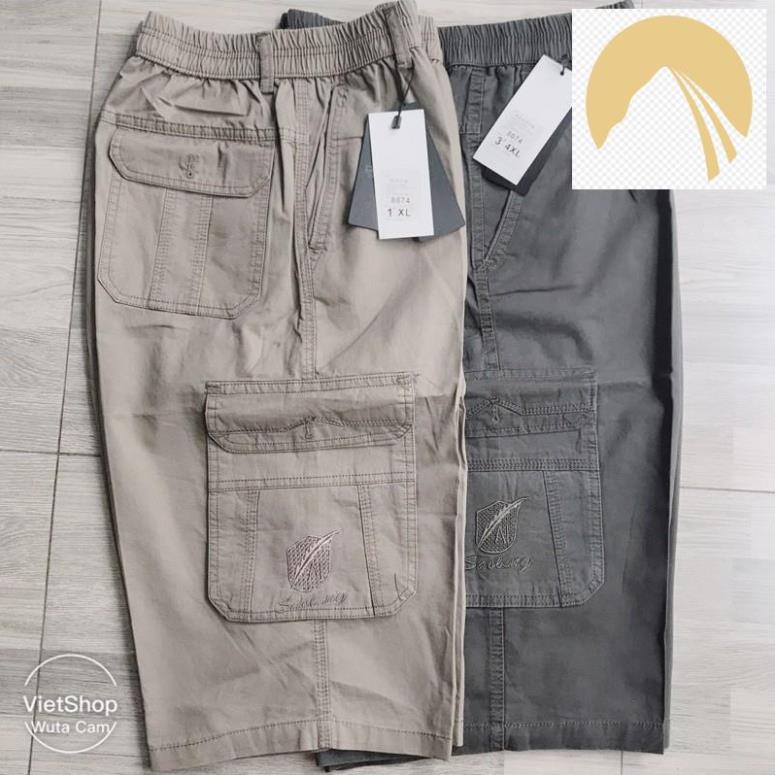 👘 Quần ngố thô kaki túi hộp nam trung niên có size đại 100kg 👘