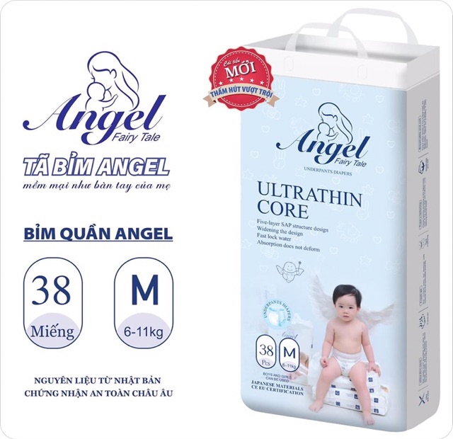 Bỉm Dán/Quần ANGEL bình dân Ultra Absorbent đủ size NB62, S58, M54, L50, XL46, M38, L36