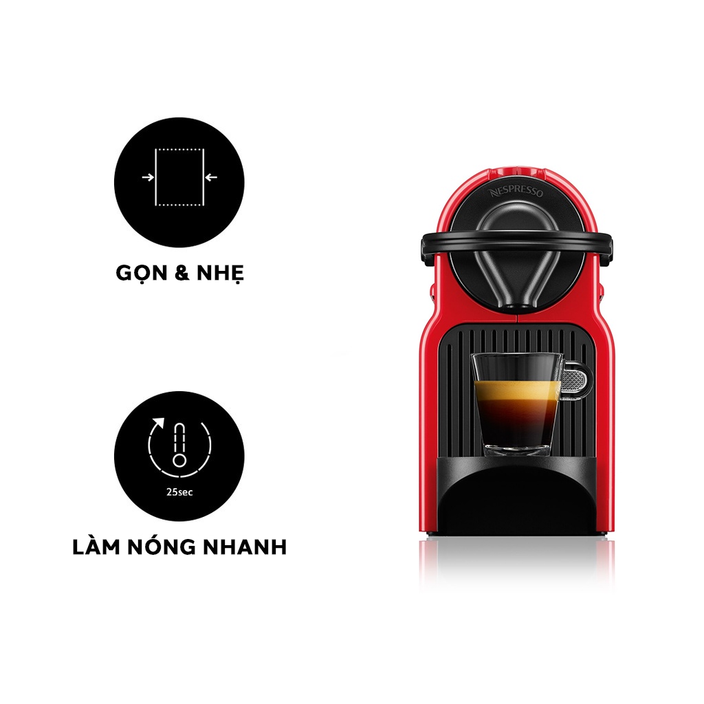 [Mã ELHADEV giảm 4% đơn 300K] Bộ máy pha cà phê Nespresso Inissia - Đỏ &amp; máy đánh sữa Aeroccino 3