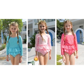 [HÀNG LOẠI 1 CÓ TÚI KHOÁ KÉO] ĐỒ BƠI BÉ GÁI LỚN TỪ 6 ĐẾN 10 TUỔI RUFFLE BODY SPANDEX-3 MÀU