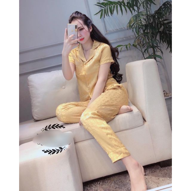 ♥️Đồ Bộ Pijama ♥️ Bộ Lụa Gấm Tay Cộc Quần Dài Hàng Bán Shop Cao Cấp