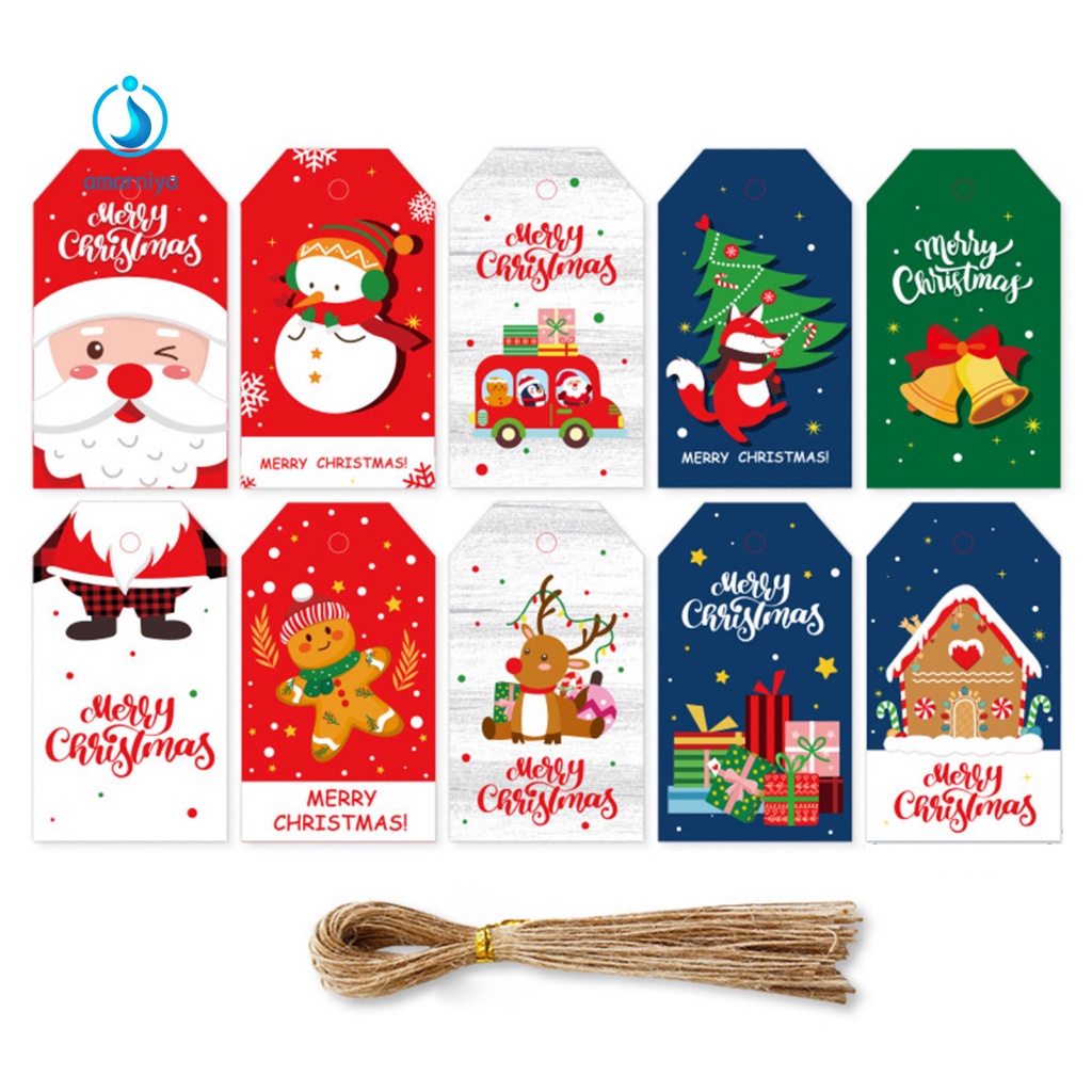 1 Set Thẻ Giấy Kraft Trang Trí Quà Giáng Sinh
