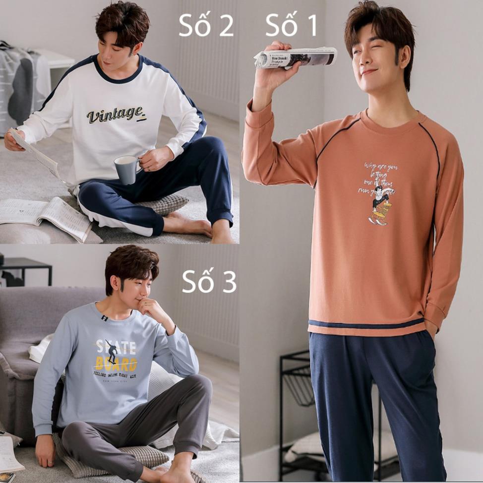 BỘ THU ĐÔNG NAM Chất vải Cotton 100% đồ ngủ nam mặc ở nhà được 4 mùa style Hàn Quốc trẻ trung & thoải mái Đẹp