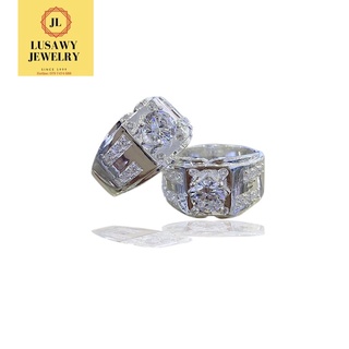 Bạc Mạ vàng Trắng Ý Phối Đá Mỹ - Series 77 - Silver Platin Ring + Cubiz Stone